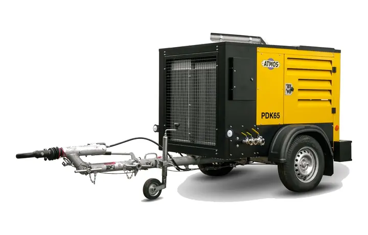 ATMOS PDK65 250 CFM class 7 bar portable diesel air compressor hire UAE
